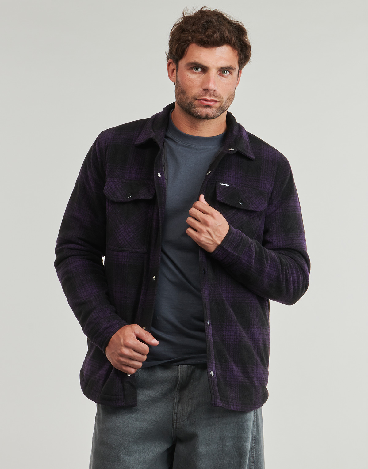 Volcom - BOWERED FLEECE LS - Black / Violet