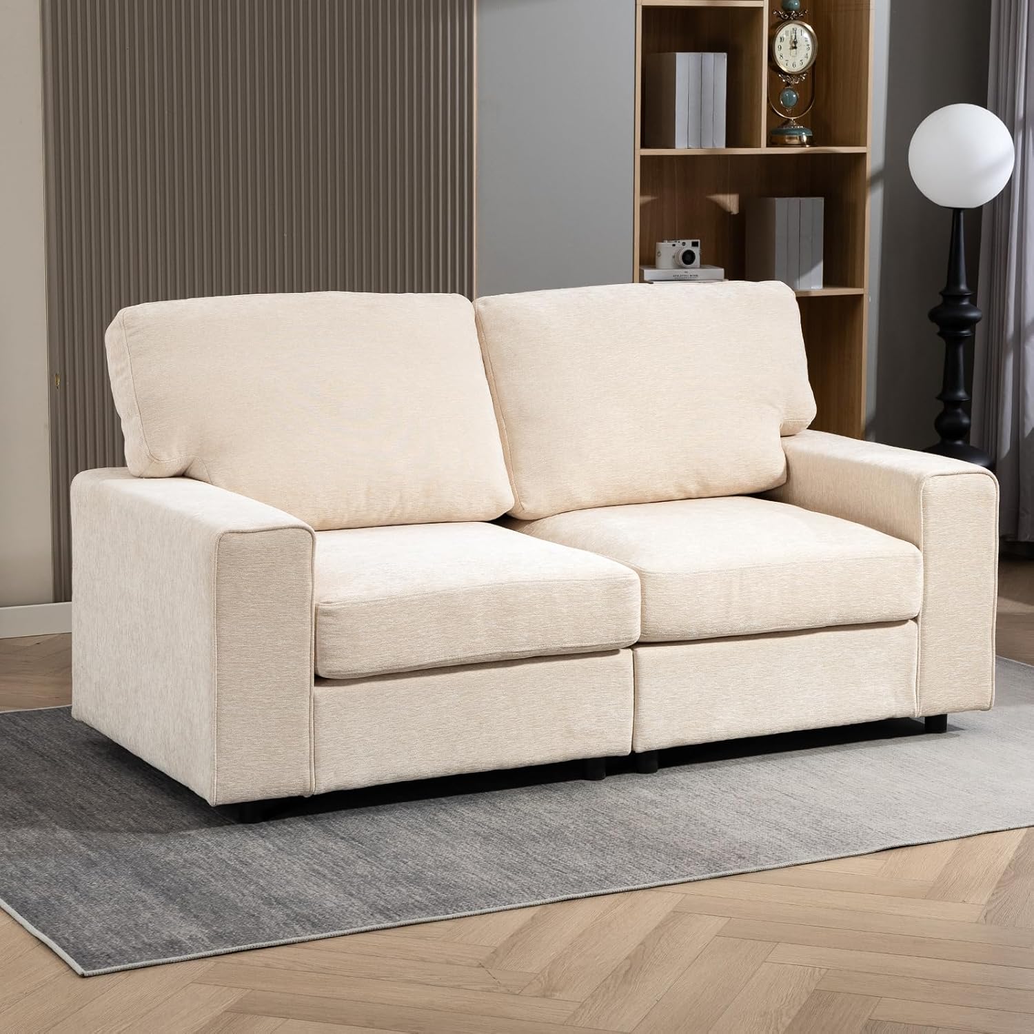 71 Modular Sofa Couch, Comfy Chenille Loveseat Sofa, Modern Recliner Couch with Deep Seats and Wide Armrests for Living Room(Beige)