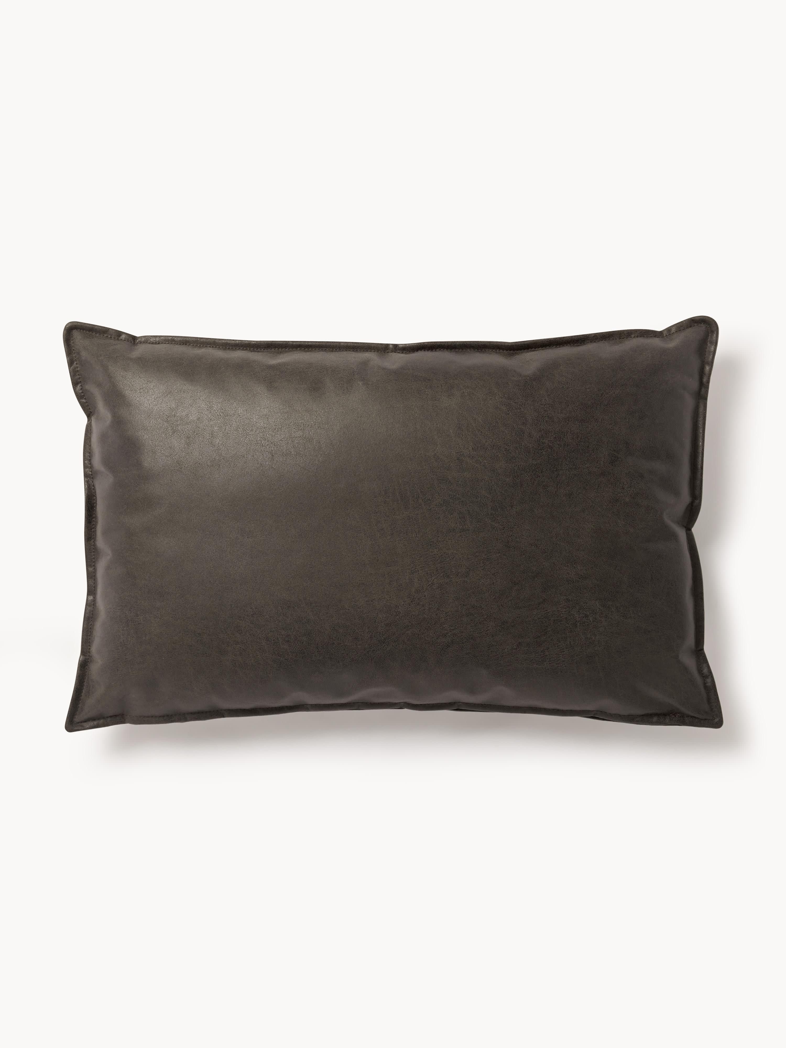 Großes Sofa-Kissen Lennon aus recyceltem Leder, 50 x 80 cm