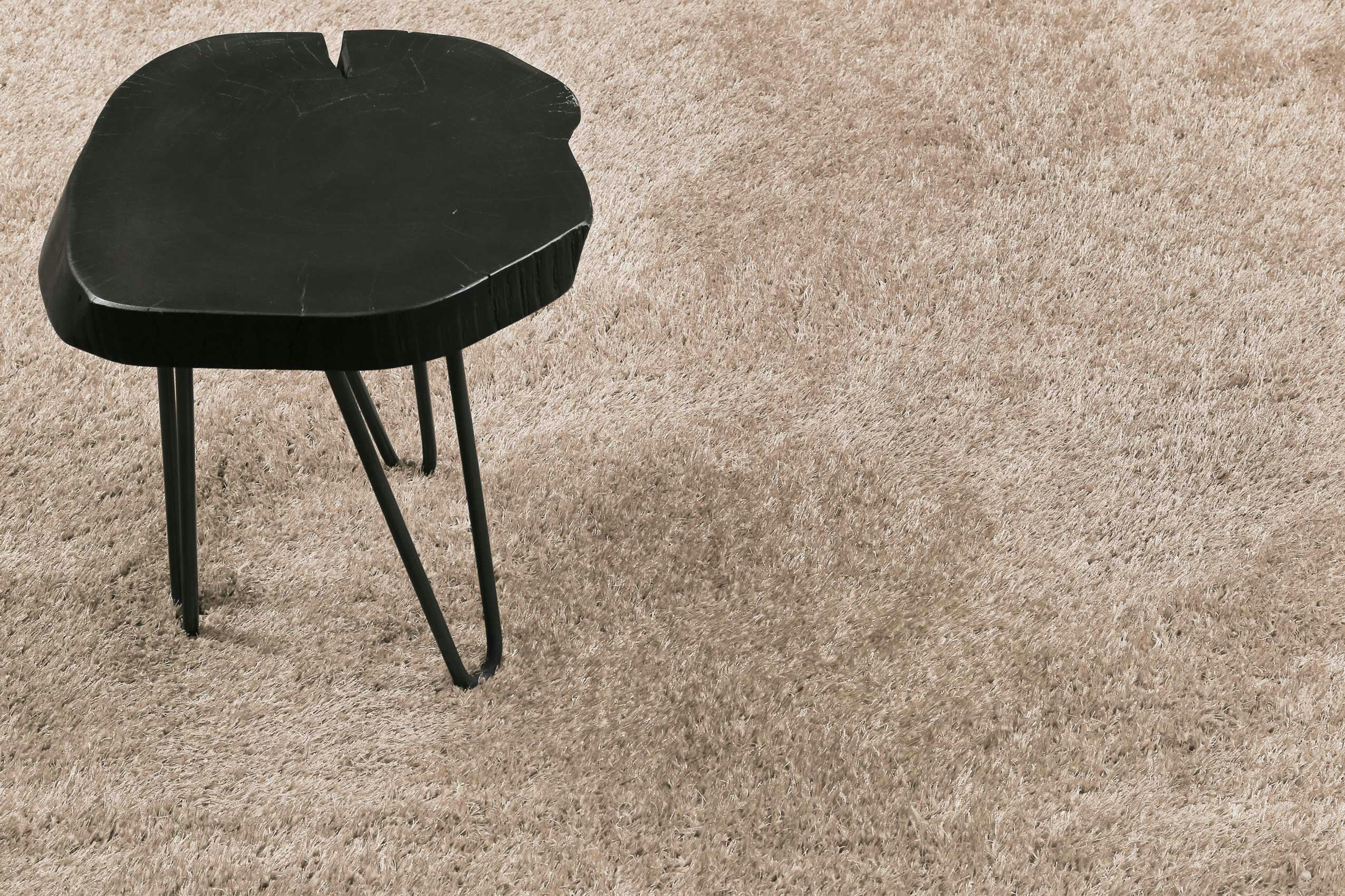 #SWAGGER SHAG - Tapis rond poils longs doux brillant beige sable 120 rd.