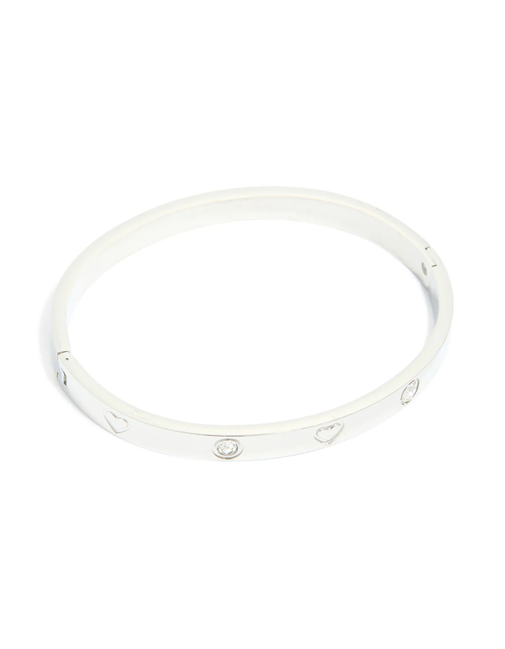 Waterproof Stainless Steel Cubic Zirconia Heart Bangle