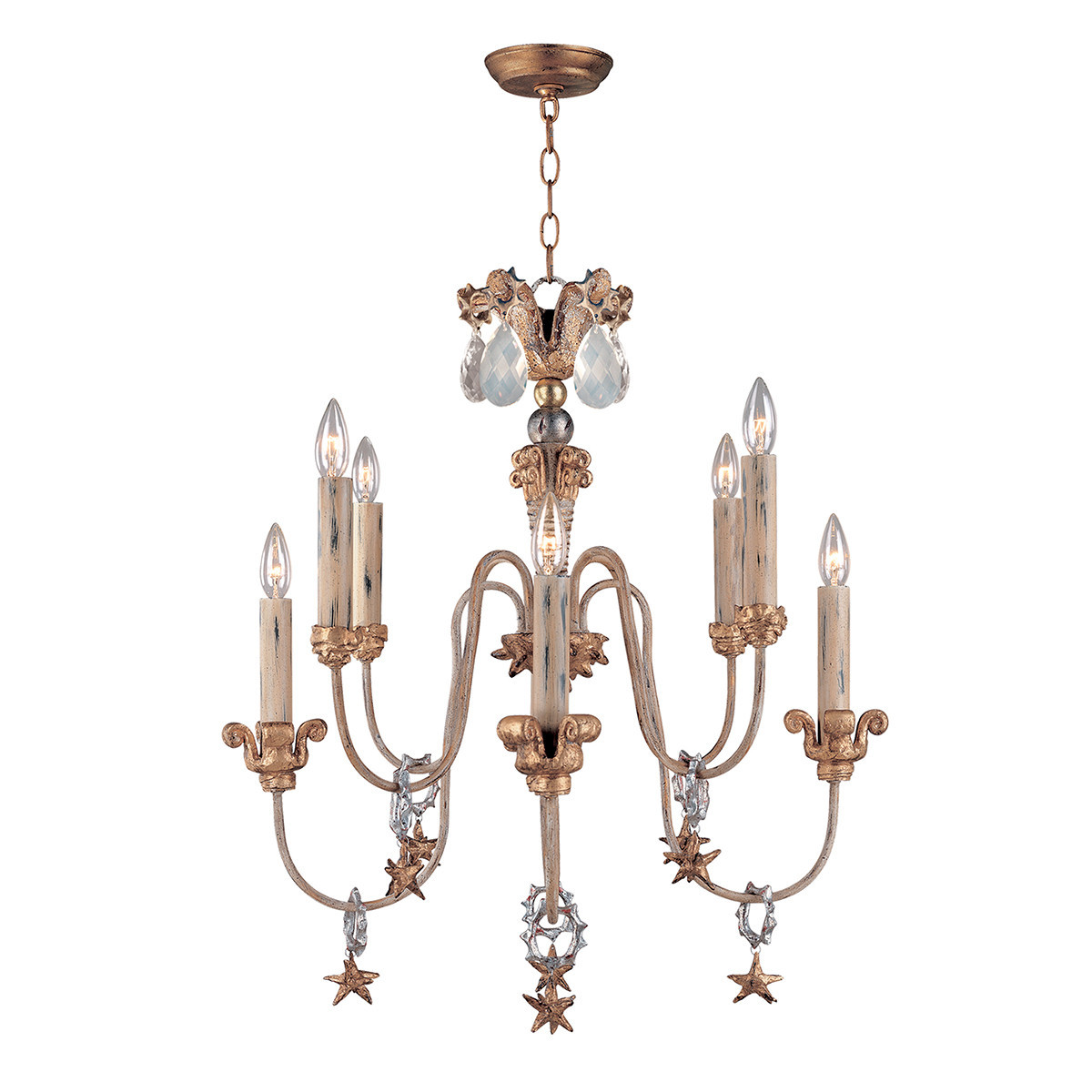 Żyrandol złoto-srebrny Mignon 8xE14x60W wym:269,9x63,5x63,5 Flambeau