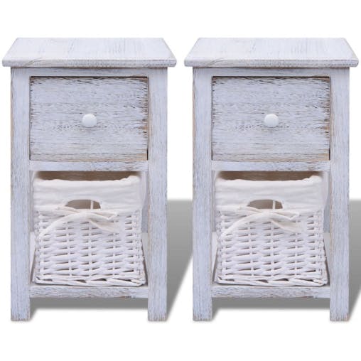 NNEVL Bedside Cabinets 2 pcs Wood White