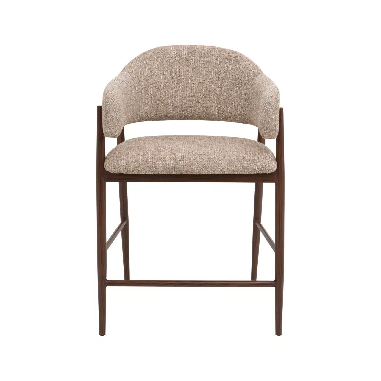 DÉJA Living Barstoel Dénia - Taupe/Walnoot - Zithoogte 65cm - Set van 2
