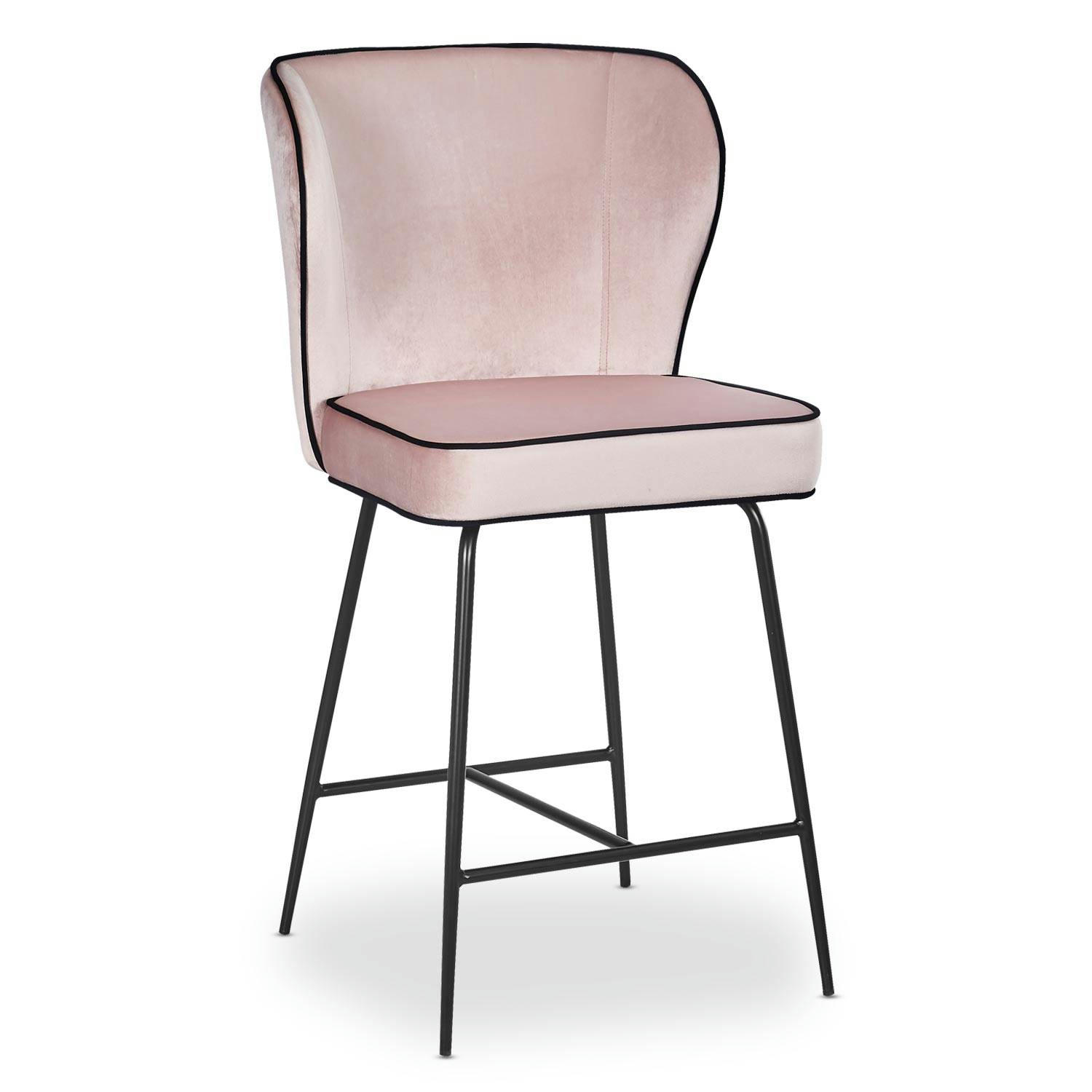 ELSA - Chaise de bar velours rose