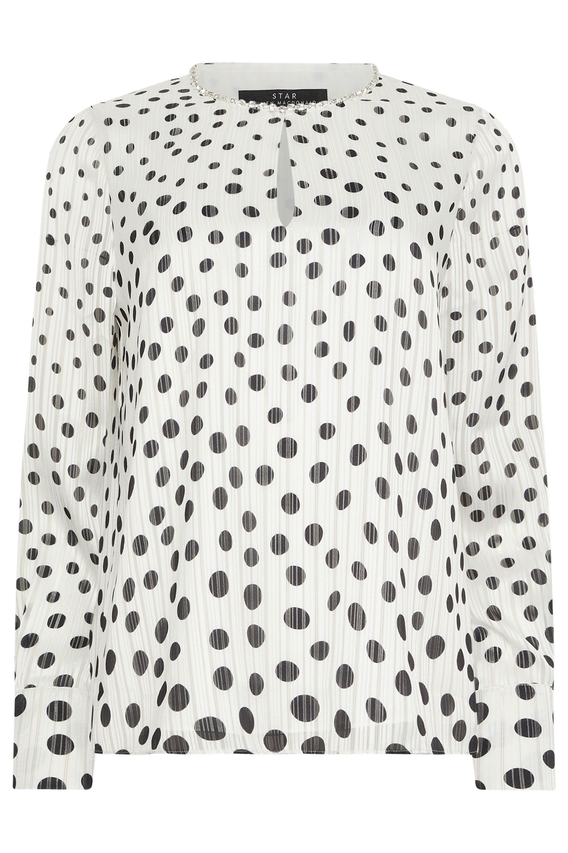 Star by Julien Macdonald Sheer Spot Embellished Trim Blouse