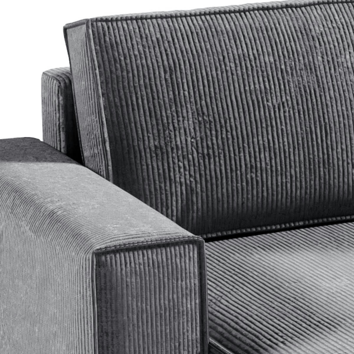 - Canapé en u 5 places velours côtelé gris
