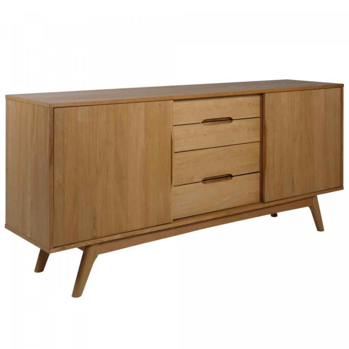 MARTI - Buffet en bois 180cm 2 portes 4 tiroirs marron