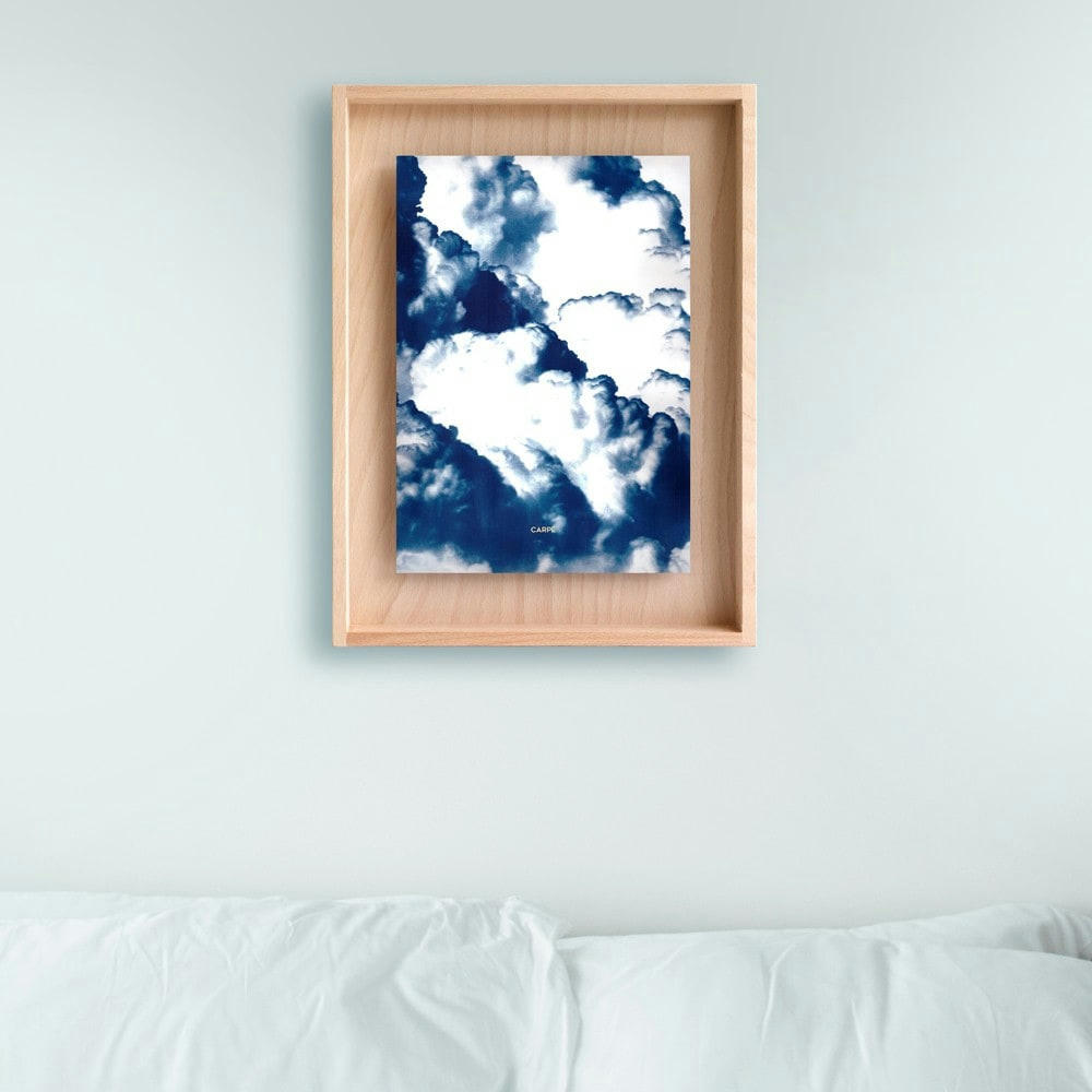 CARPË - Cadre en bois cyanotype nuages 40x30cm