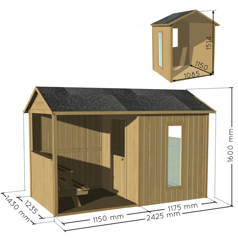 Cabane pour enfant Jazz 2,42 x 1,43 x 1,6 m SOULET
