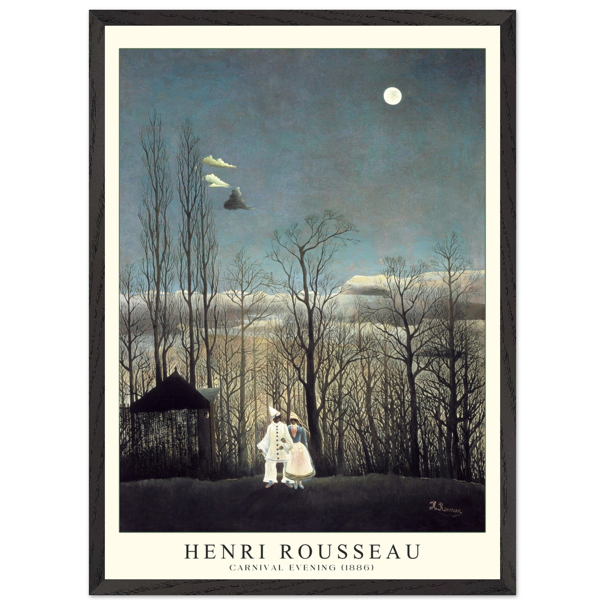 Artfulprints Poster met Lijst Henri Rousseau - Carnival evening  - 50x70 cm - Blauw