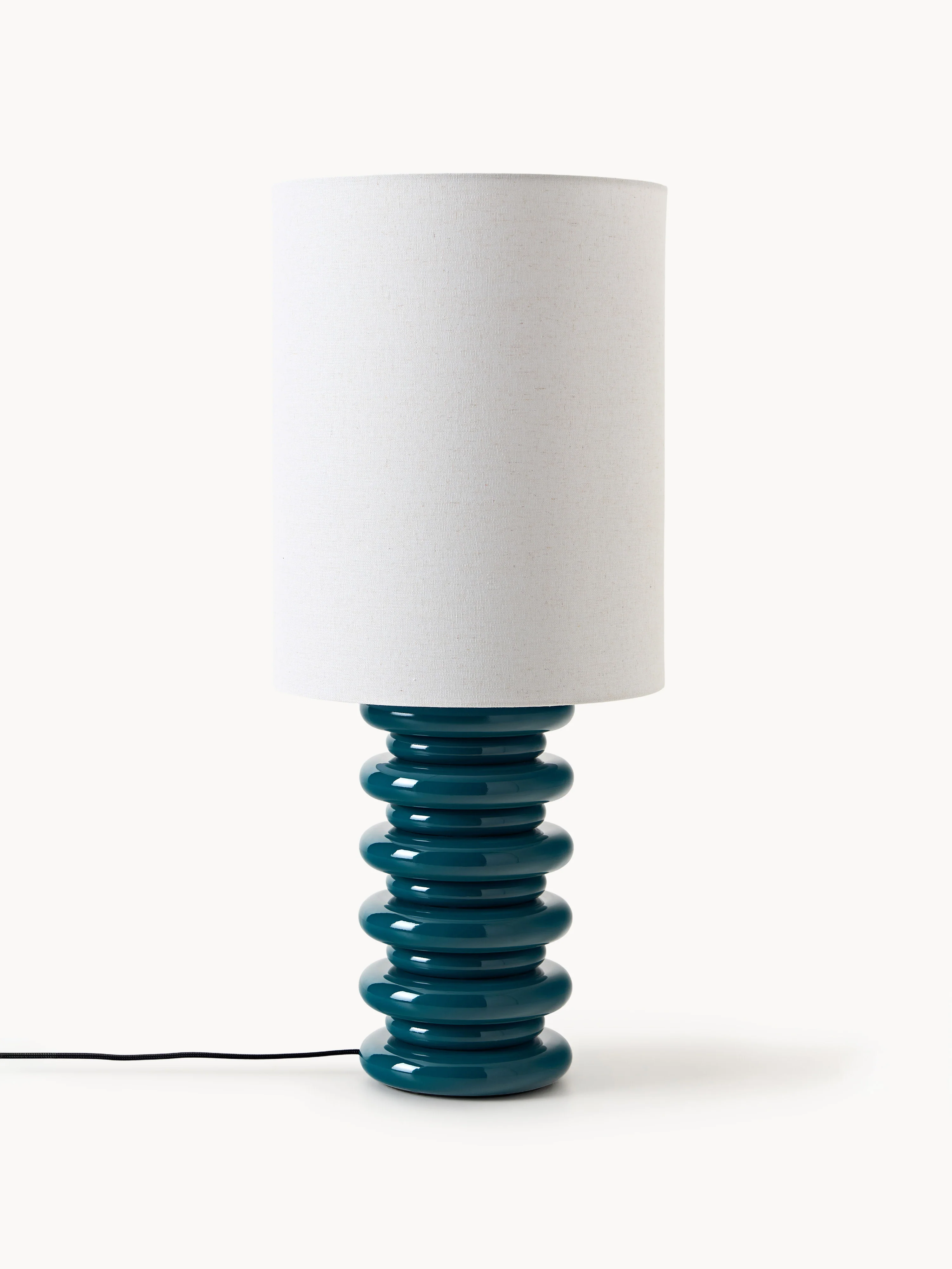 Große Tischlampe Nicolas mit Holzfuß