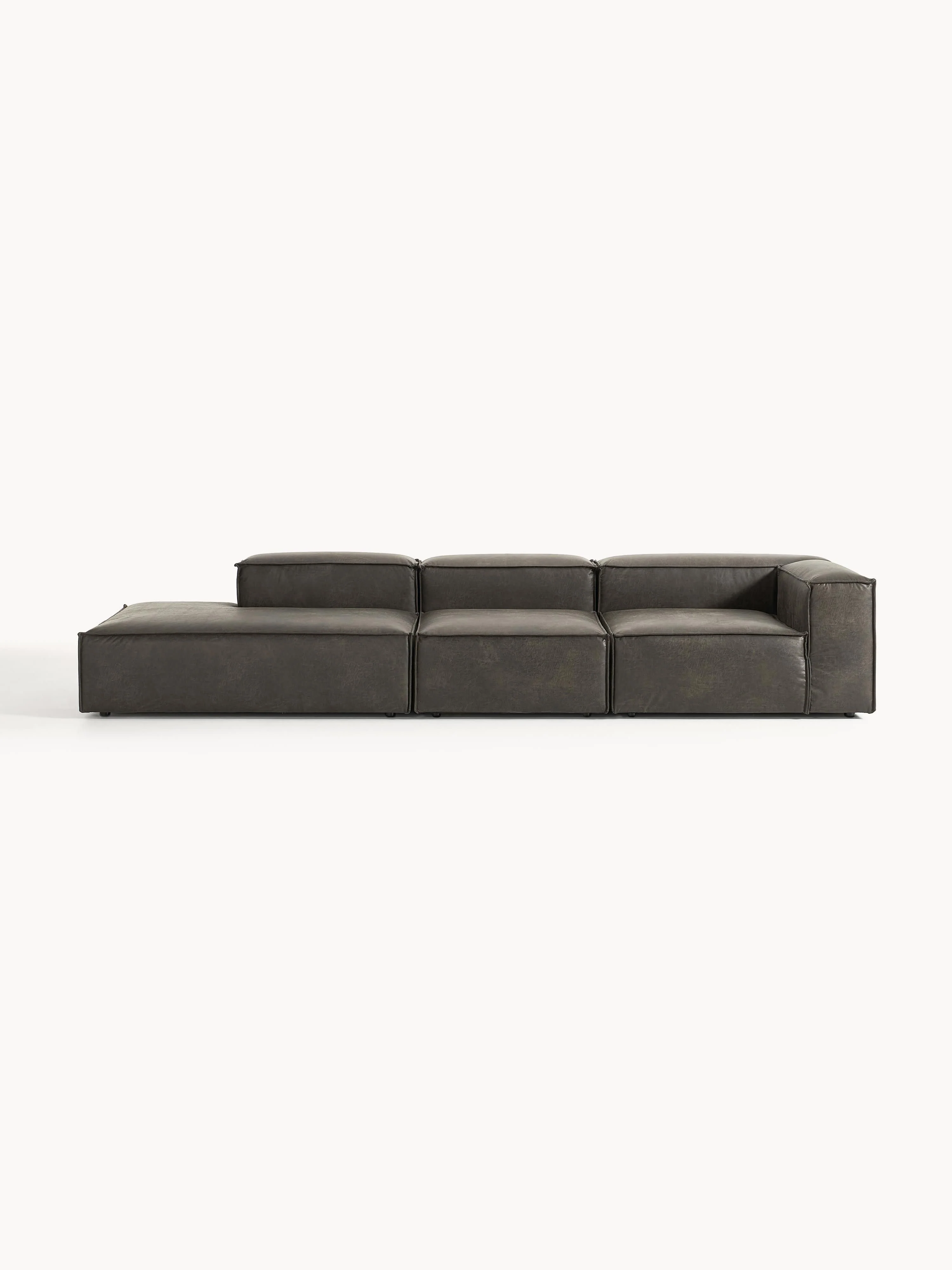 Modulare XL-Ottomane Lennon aus recyceltem Leder