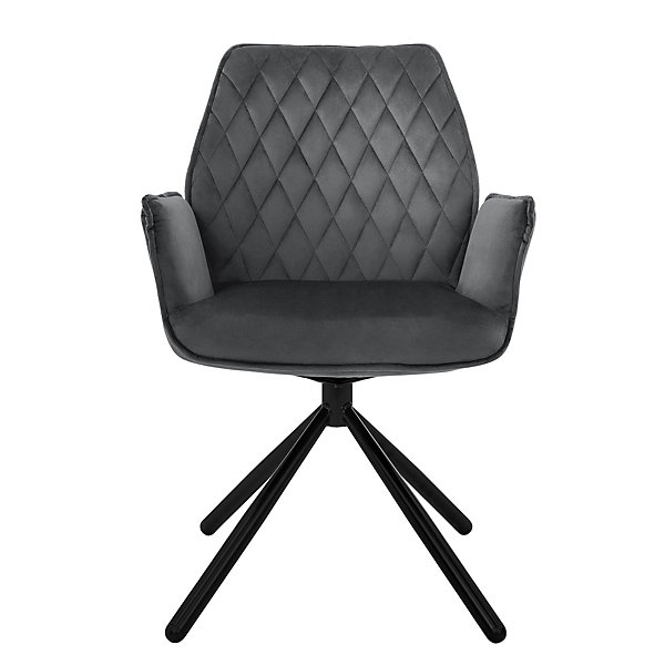 4 Chaise de bureau pivotante en velours siège ergonomique accoudoirs anthracite