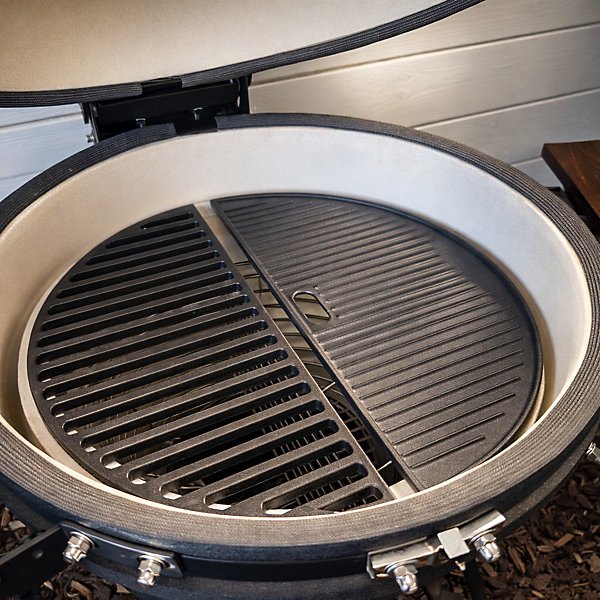 Demi-grille de cuisson en fonte Patton pour barbecue kamado - 46,5 x 22,5 cm