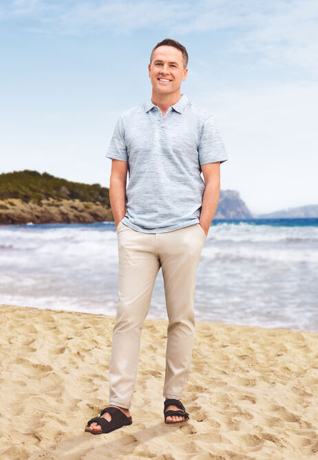 Mens Blue Space Dye Polo Shirt