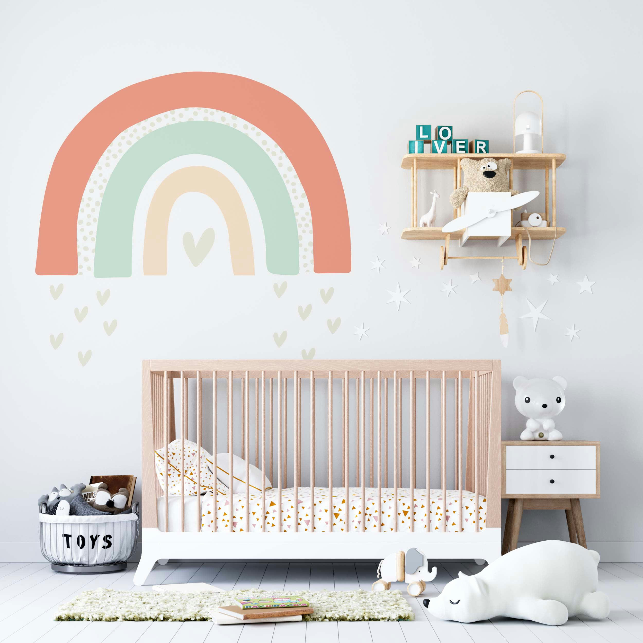 RAINBOWS1 - Stickers muraux en vinyle arc en ciel pêche et vert