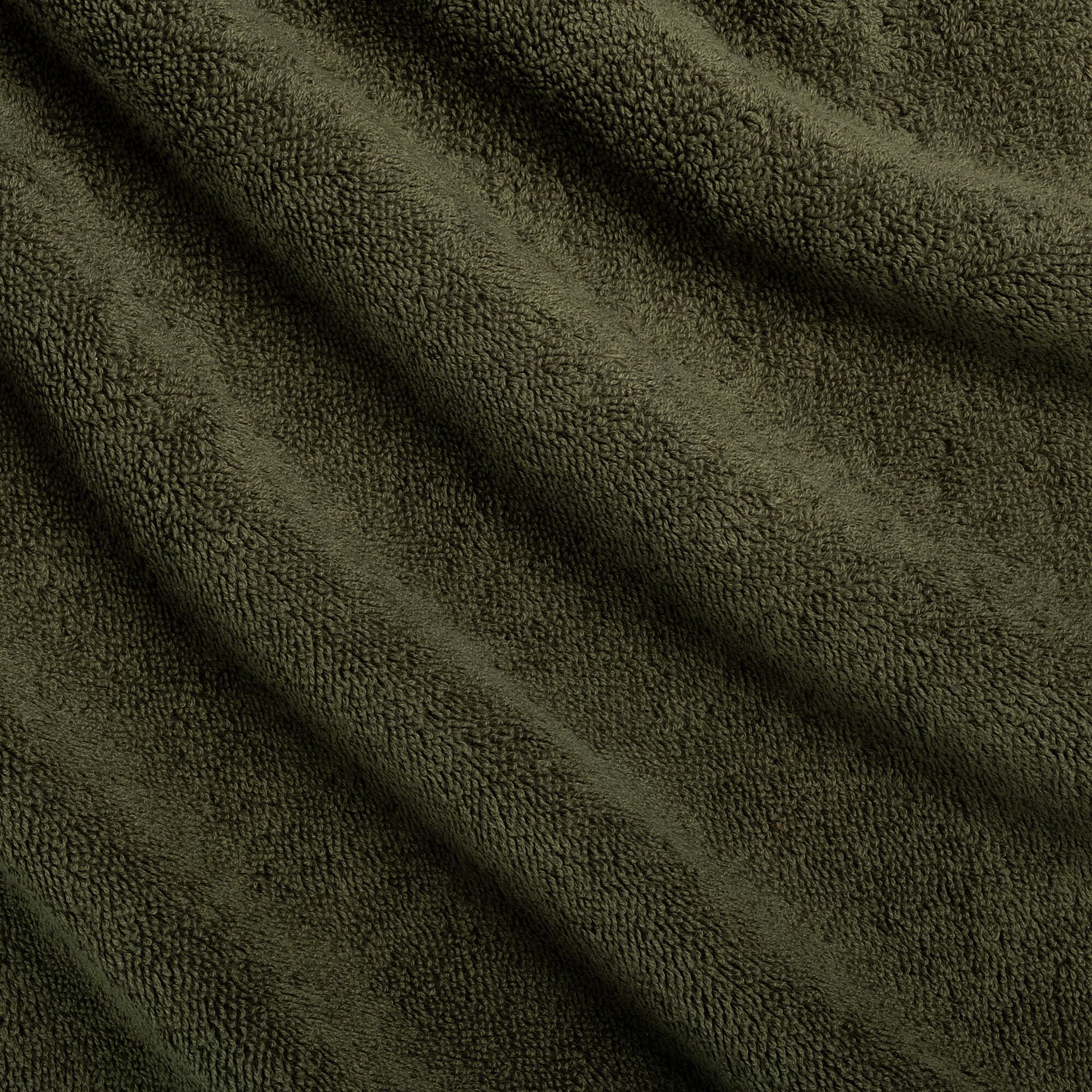 AMANDINE - Serviette de toilette frangée en coton 50x100cm - vert cèdre