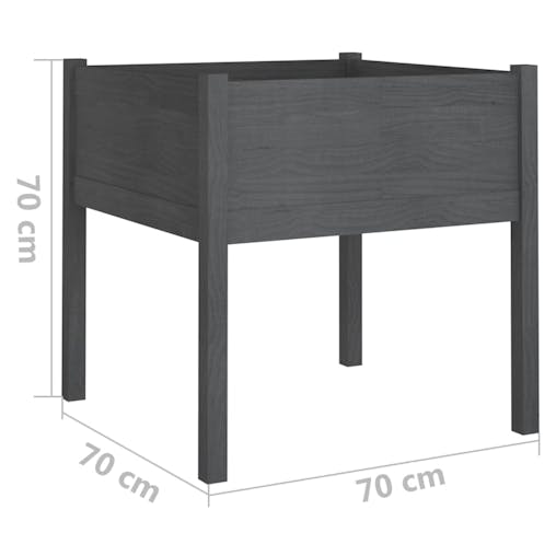 NNEVL Garden Planter Grey 70x70x70 cm Solid Pinewood