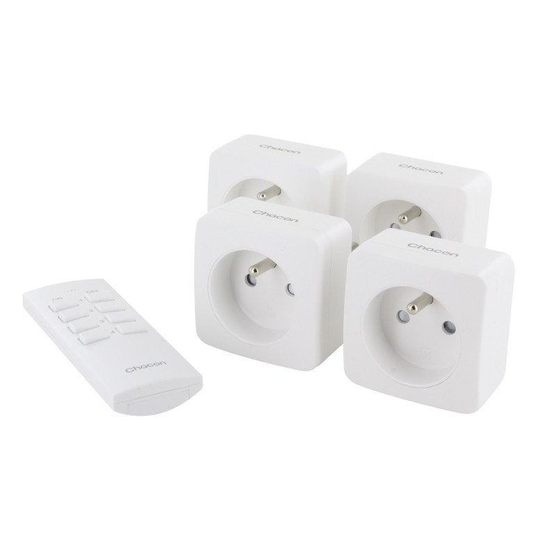Set de 4 mini prises on/off 3000 W avec télécommande