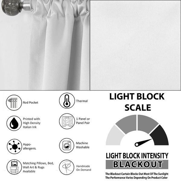 Designart 'White Stained Glass Floral' Modern Blackout Curtain Single Panel