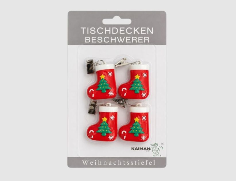 Tischtuchbeschwerer Weihnachtsstiefel Rot