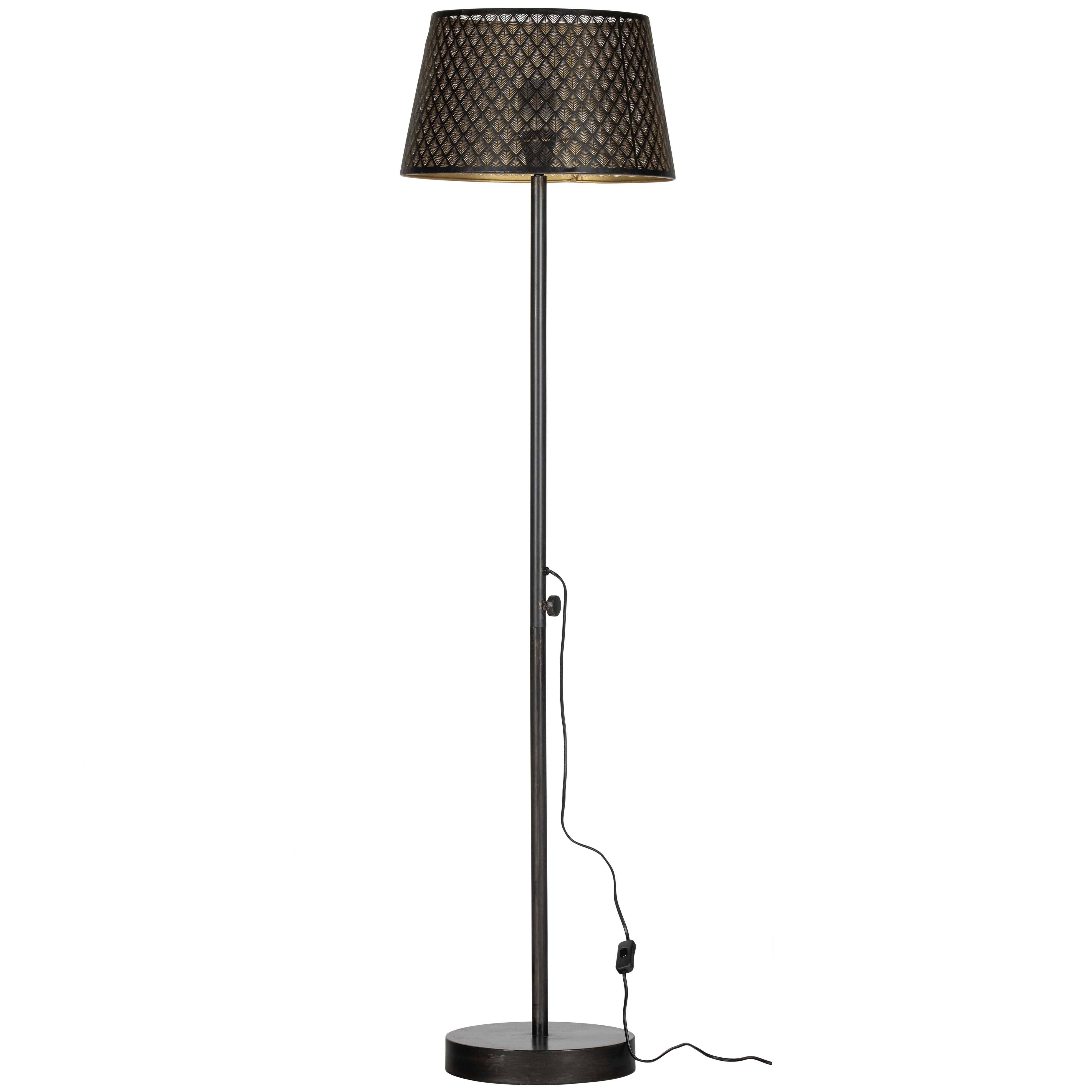 KARS - Lampadaire lampe sur pied métal noir et doré