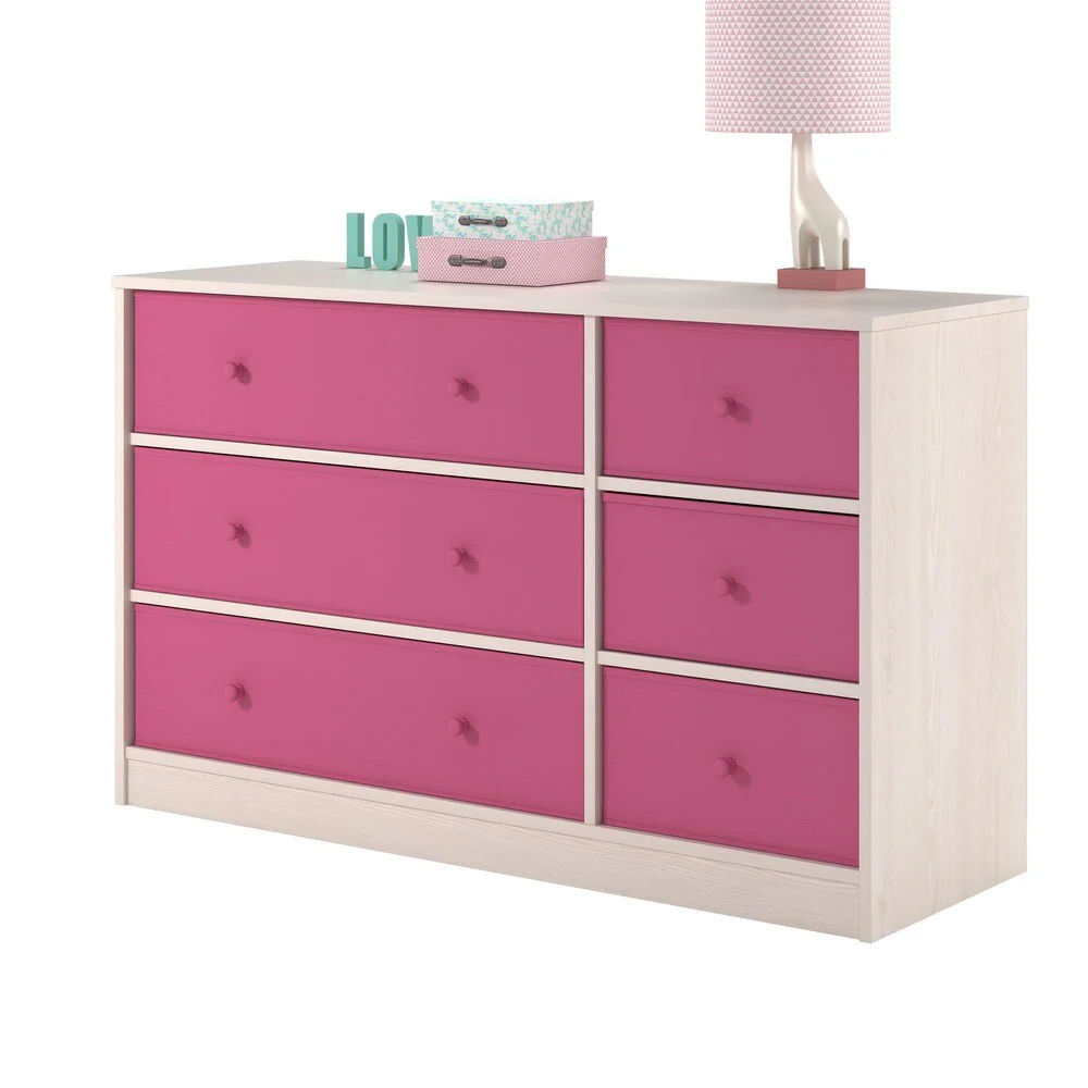 Ameriwood Home Applegate Storage Chest with 6 Pink Fabric Bins by Cosco