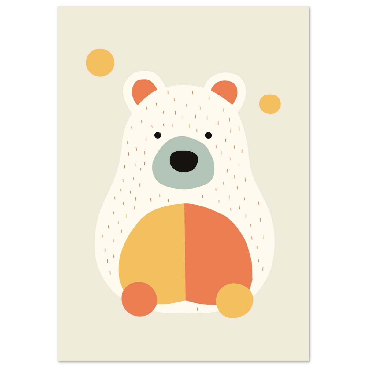 Artfulprints Poster Beertje kleur  - A4 21x29.7 cm - Meerkleurig