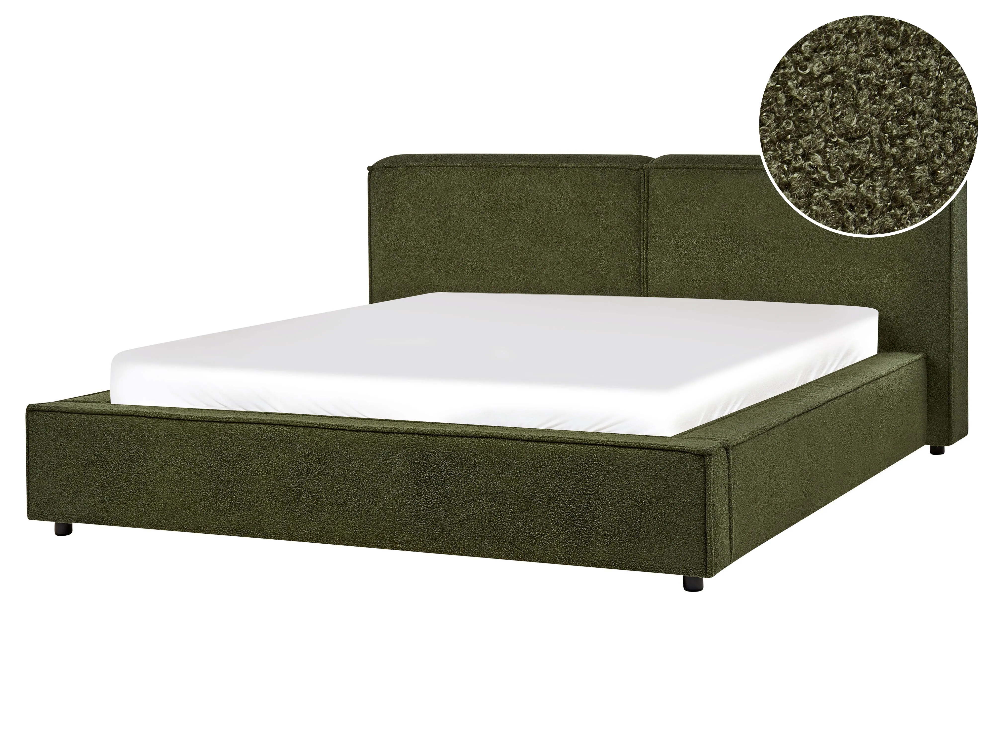 Waterbed Boucle LINARDS 160 x 200 cm (EU King Size) Dark Green