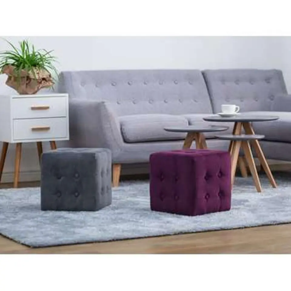 WISCONSIN - Poef - Paars - 36 cm - Fluweel