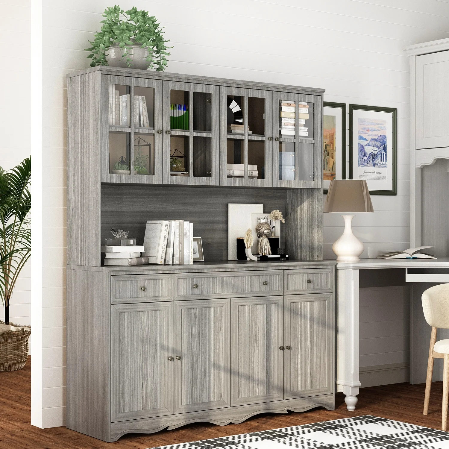 61.2W Buffet Hutch Storage Pantry Cabinet Sideboard Storage Cabinet
