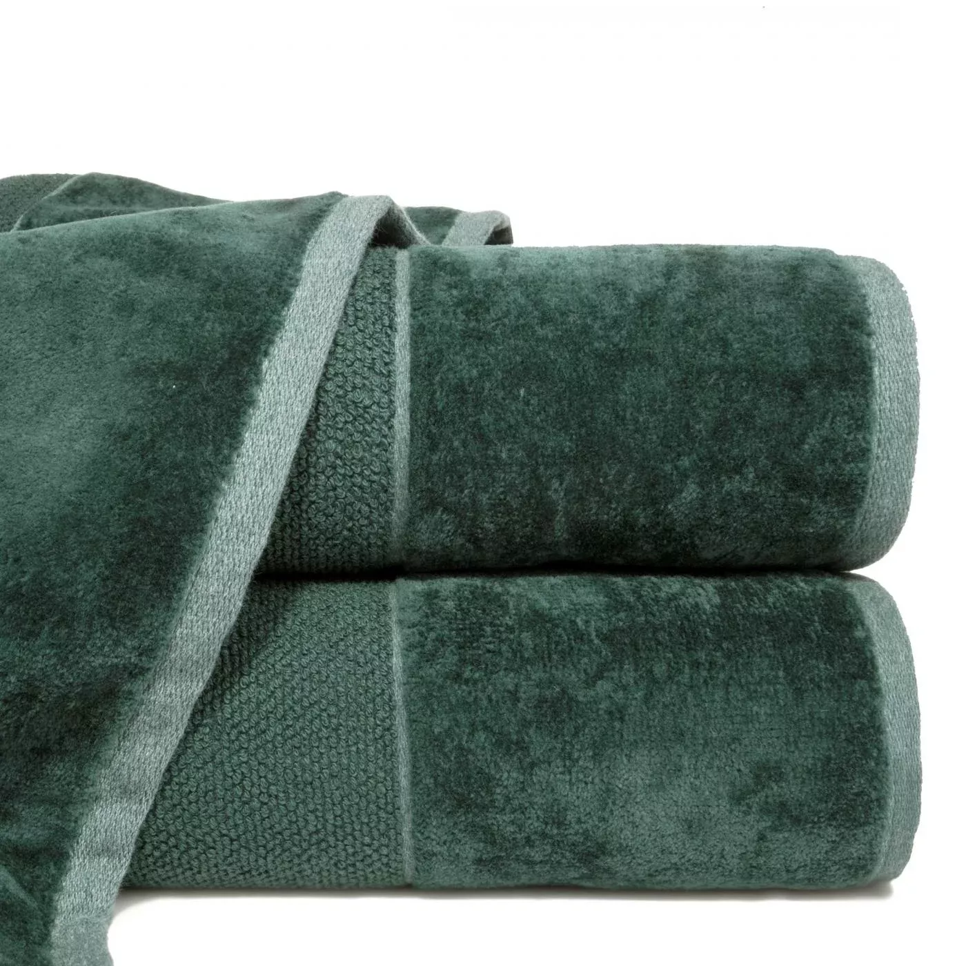 Ręcznik do rąk 30x50 cm bawełniany kolor butelkowy zielony z bordiurą z weluru 500 g/m2 LUCY