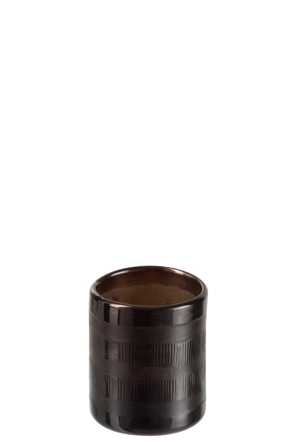 J-Line windlicht Cilinder - glas - bruin - small - 2 stuks