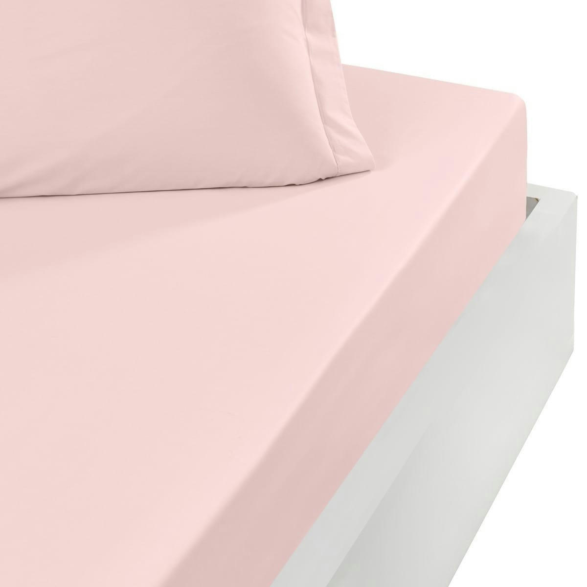 SOFT PERCALE - Drap housse en percale bonnet 40cm Poudre 140x200 cm