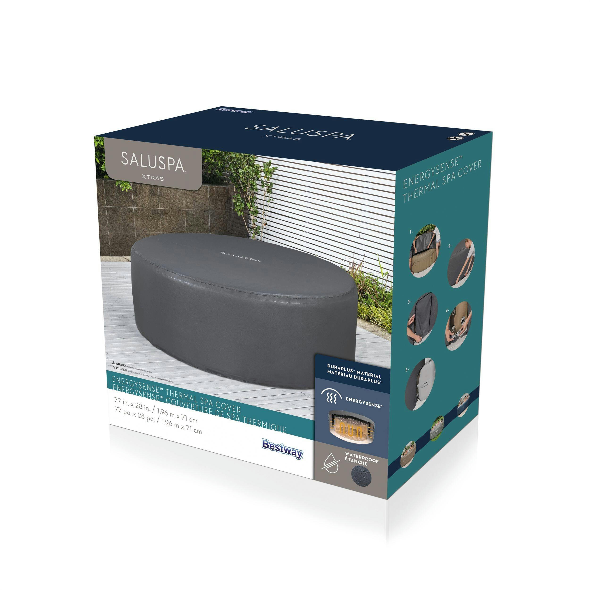 SaluSpa® EnergySense™ Thermal Spa Cover, Black, 77-in x 28-in