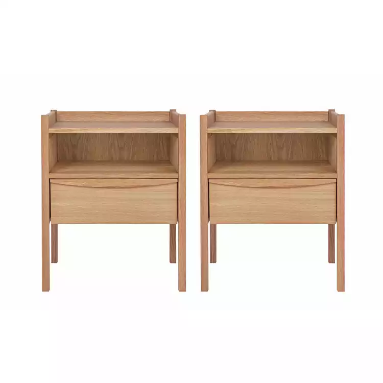 Habitat Derwent 1 Drawer Set of 2 Bedside Table - Oak