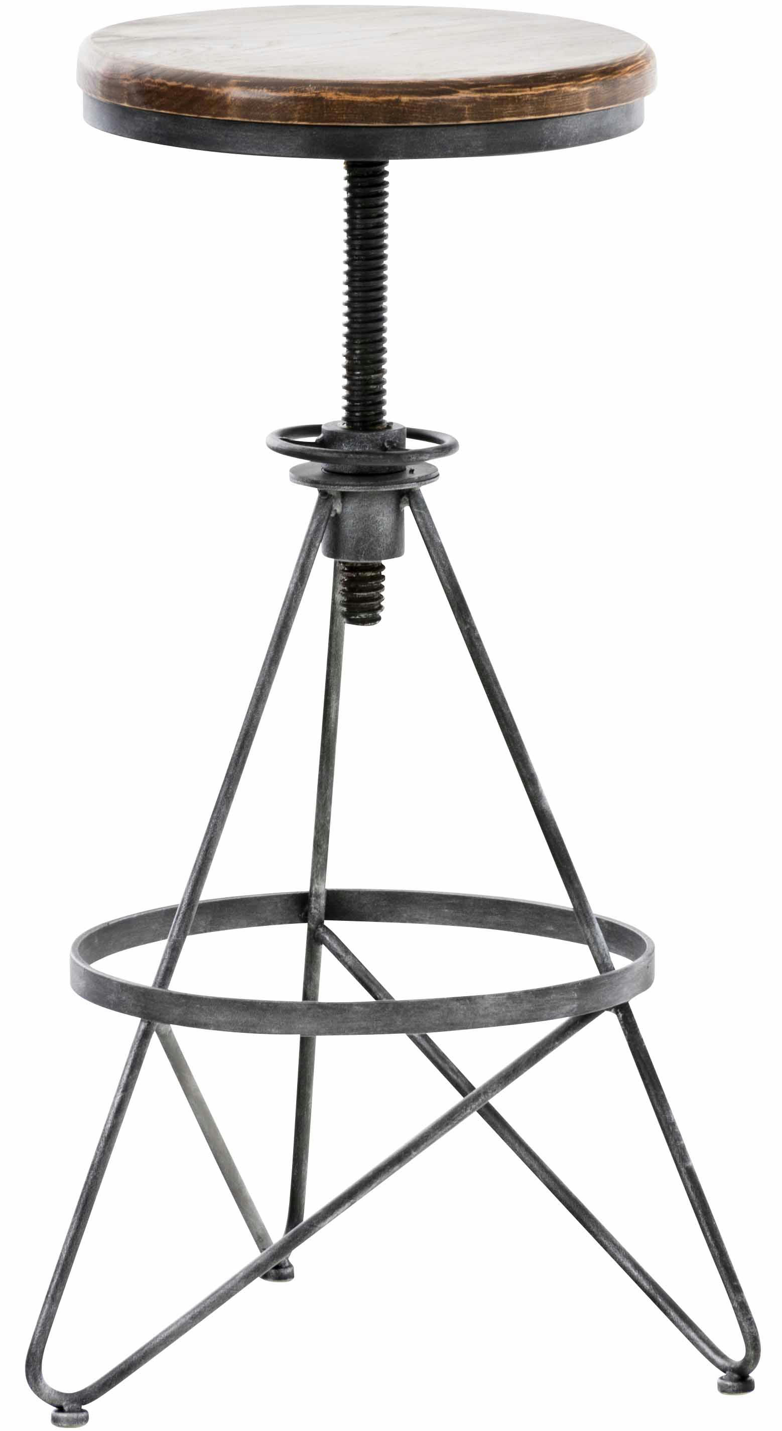 KARLA - Tabouret de bar industriel réglable en métal Argent