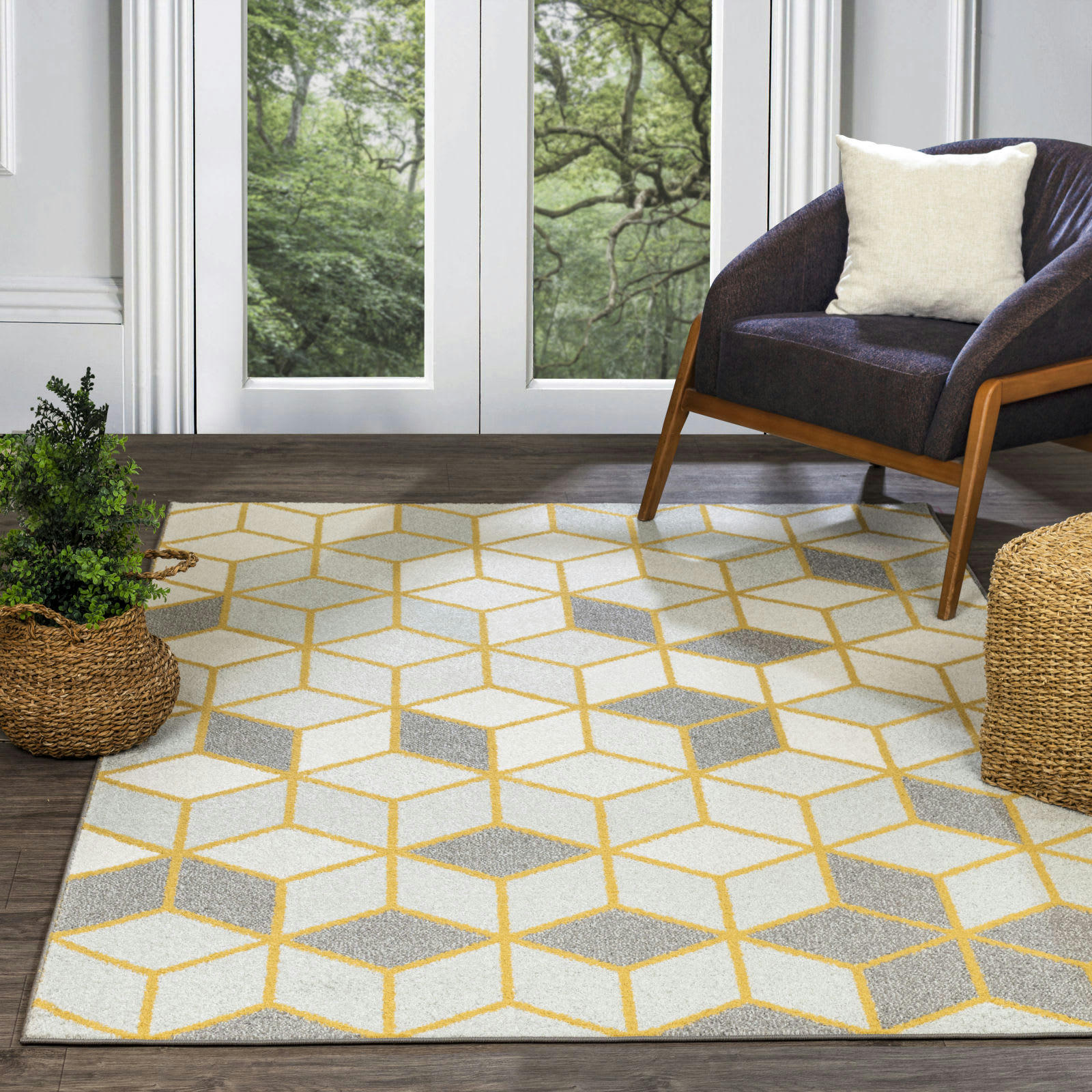 UNITY - Tapis Scandinave Industriel Blanc/Or 120x170