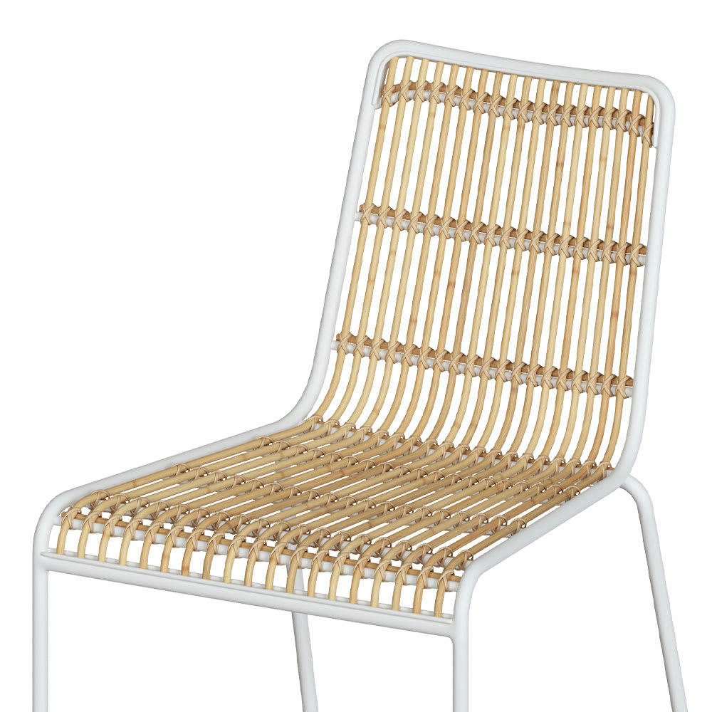 JOUVE - Chaise en rotin et structure en métal blanc (lot de 2)