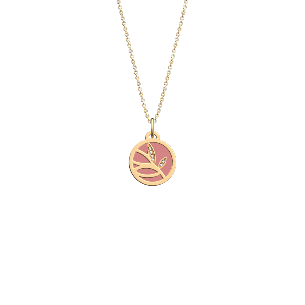 Collier Arbre de Vie, cuir réversible Pétunia / églantine