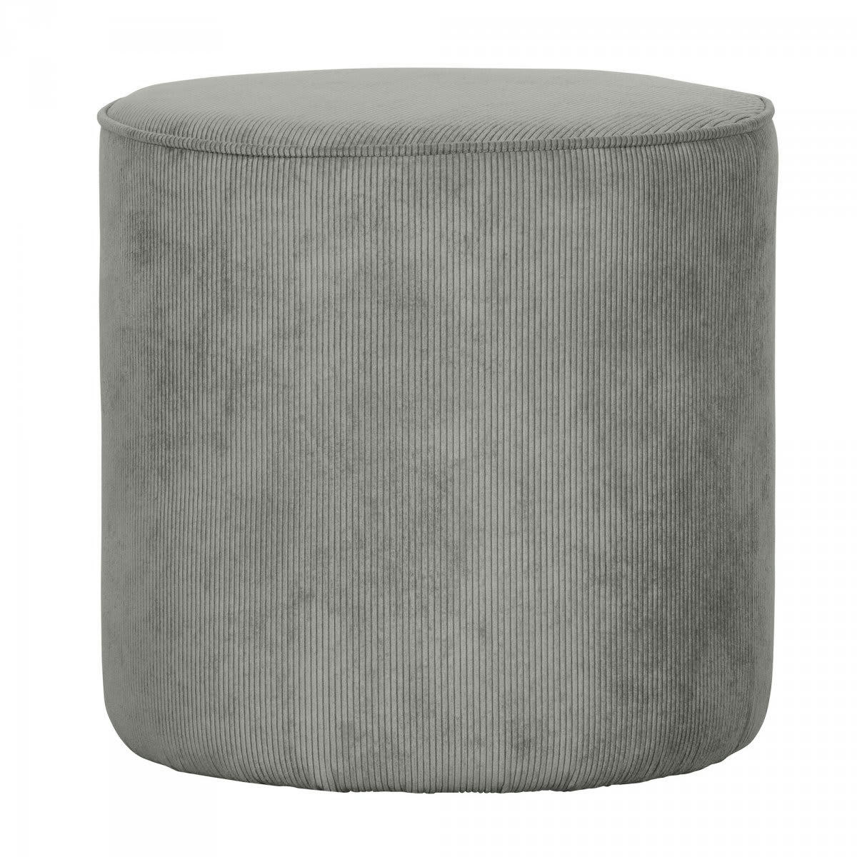 YAELLE - Pouf rond en tissu côtelé gris