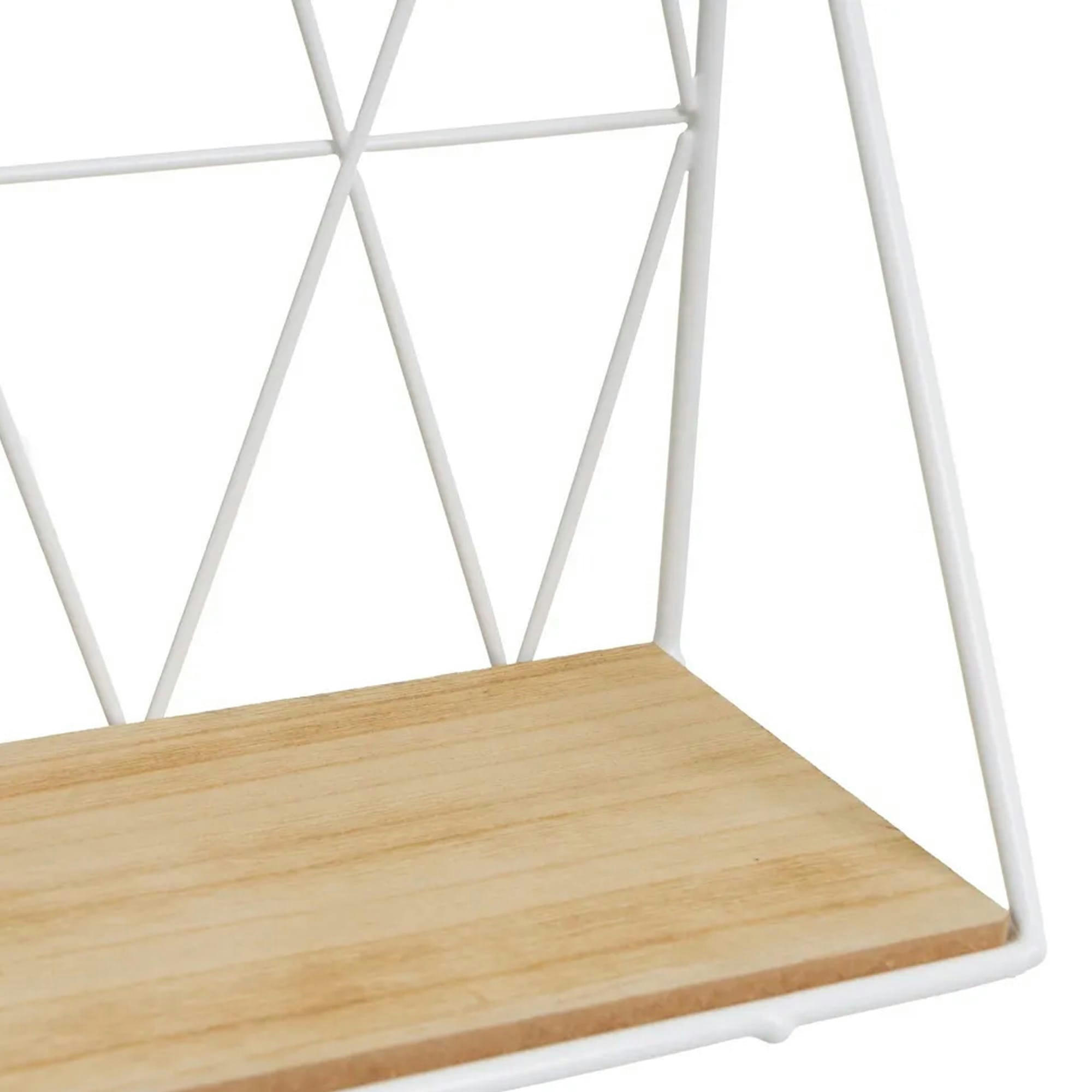 - Étagère murale en métal blanc et bois tablette 48x12x20cm