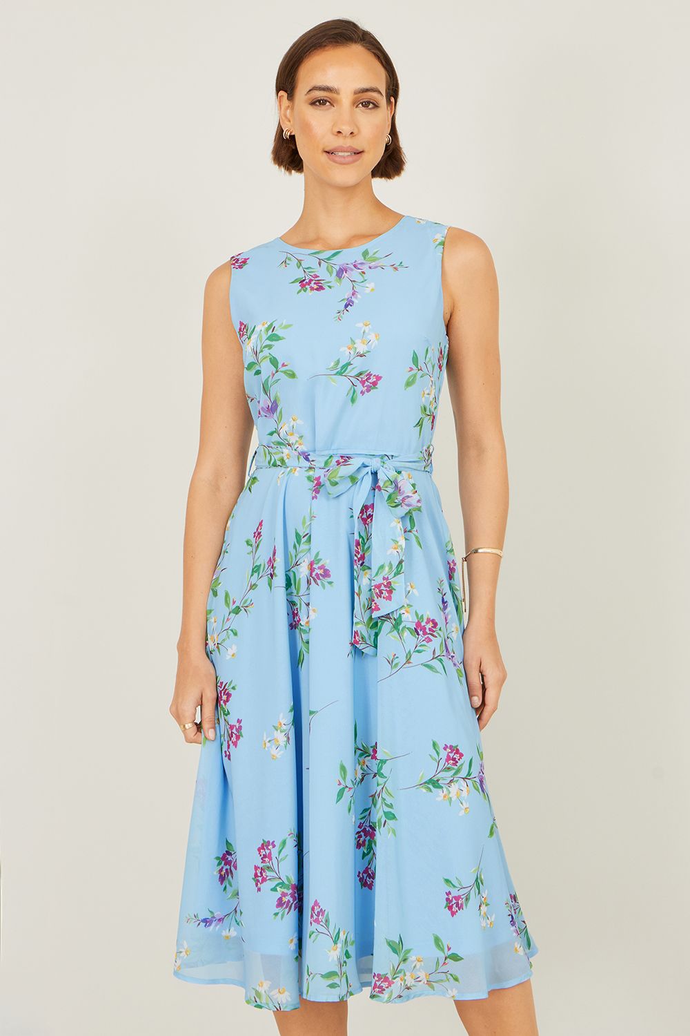 Yumi Floral Print Midi Skater Dress