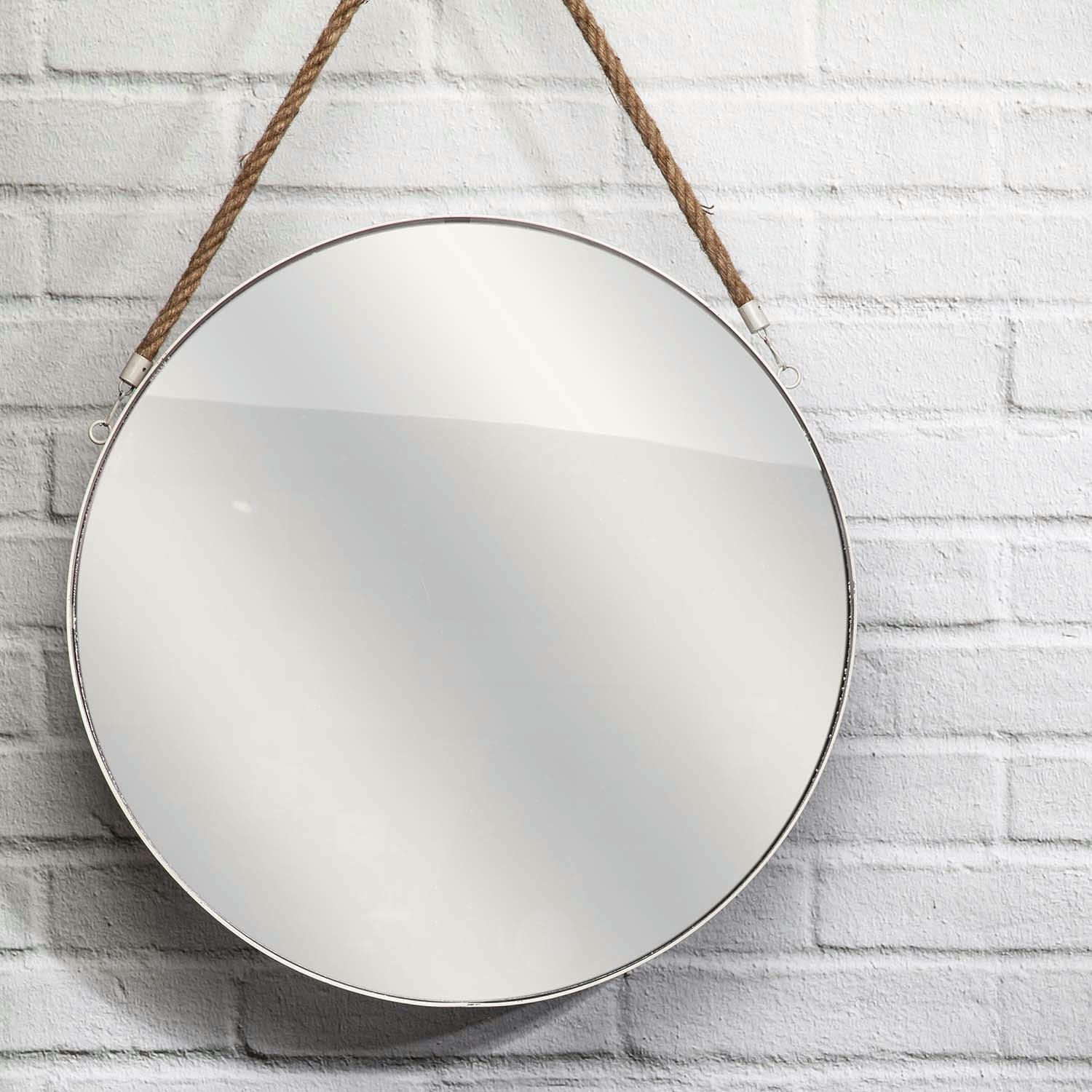 - Miroir rond blanc anse jonc D50cm
