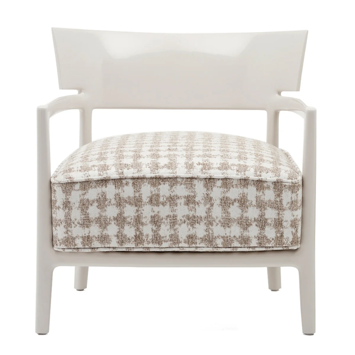 Kartell - Cara Sessel, Gestell schwarz / Bezug schwarz-beige