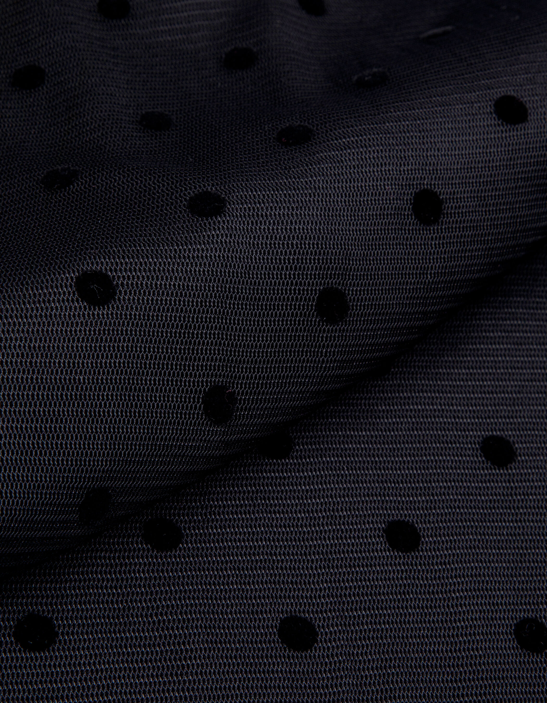 Tee-shirt sans manches noir résille motif pois Femme