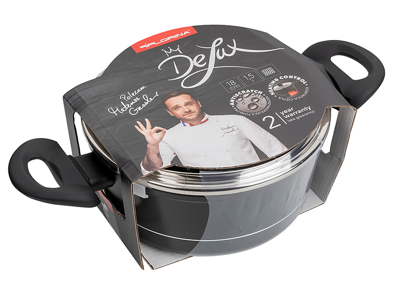 Garnek aluminiowy z pokrywką Delux 1,5 l czarny
