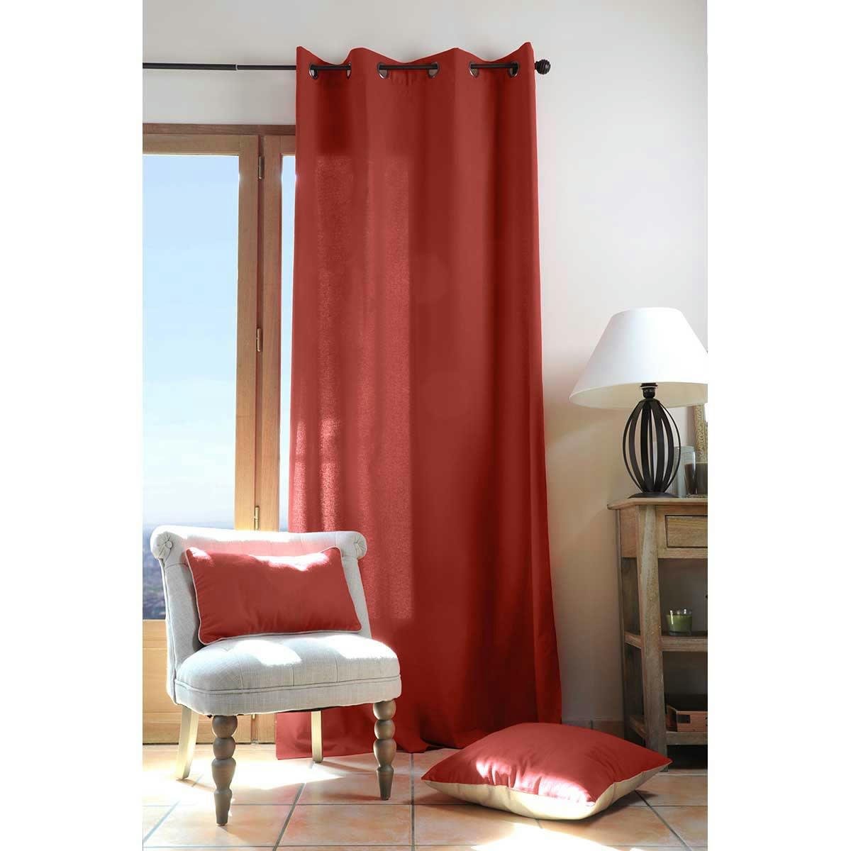 - Rideau uni terracotta coton terracotta 135x240 cm