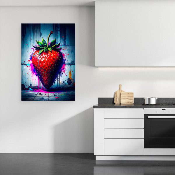 Obraz do kuchni baru jadalni, Owoc Truskawka Abstrakcja 20x30